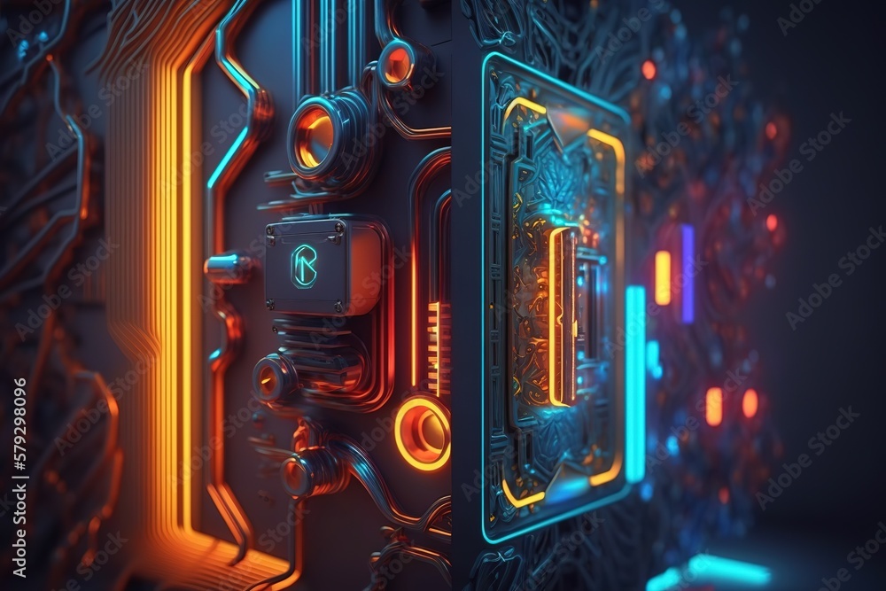 Aufkleber Abstract technology printed circuit board.Generative AI