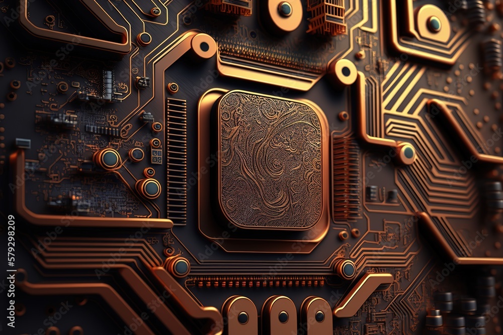 Aufkleber abstract technology printed circuit board.generative ai
