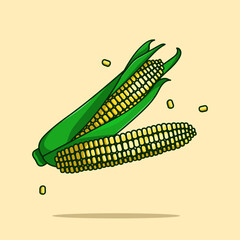 corn in cartoon style painted with bright colors. Vector illustration for banner, poster, flyer.