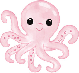 octopus cute watercolor png © bentoe