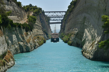 Corinth; Greece - august 30 2022 : picturesque canal