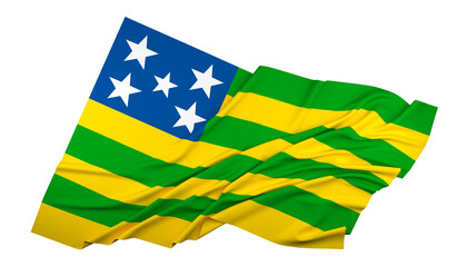 A bandeira do estado de Goiás, região Centro-Oeste, Brasil - Ilustração 3D