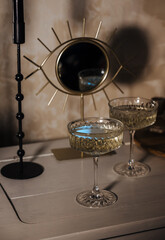 crystal glasses in a festive location