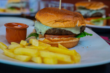 close-up of hamburger 