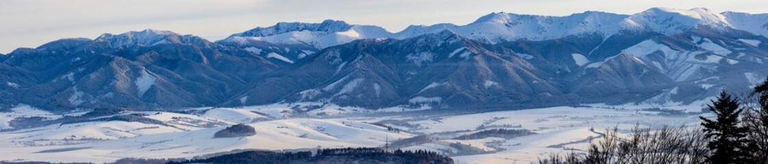 Low Tatras mountains in winter evening, Slovakia