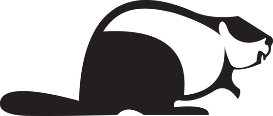 Original art Illustration of beaver.  Art silhouette of beaver. Black on white background  © bigmen