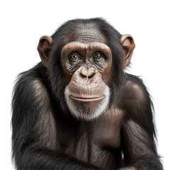 chimpanzee face shot , isolated on transparent background cutout , generative ai - obrazy, fototapety, plakaty