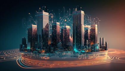 The smart city of cyberspace and metaverse digital data of futuristic and technology. Generative ai