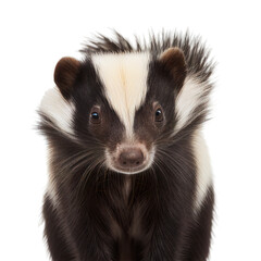 skunk face shot , isolated on transparent background cutout , generative ai