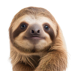 Fototapeta premium sloth face shot , isolated on transparent background cutout , generative ai
