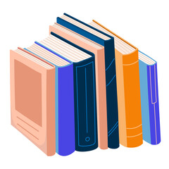 Stack of books to read in flat design style. Literature for reading and education. Transparent PNG.