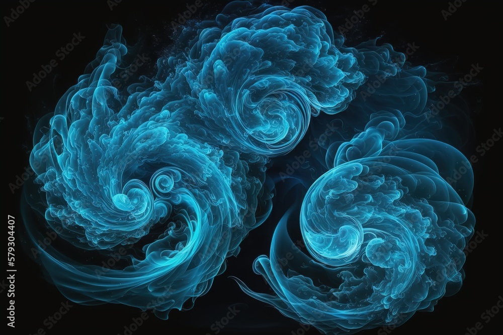 Poster abstraction of cold air movement, the effect of blue wind waves.generative ai