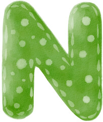 alphabet cute N watercolor png