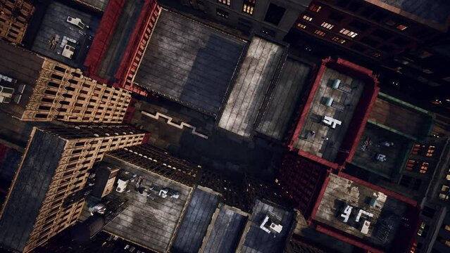 Aerial view of Midtown Manhattan at sunset