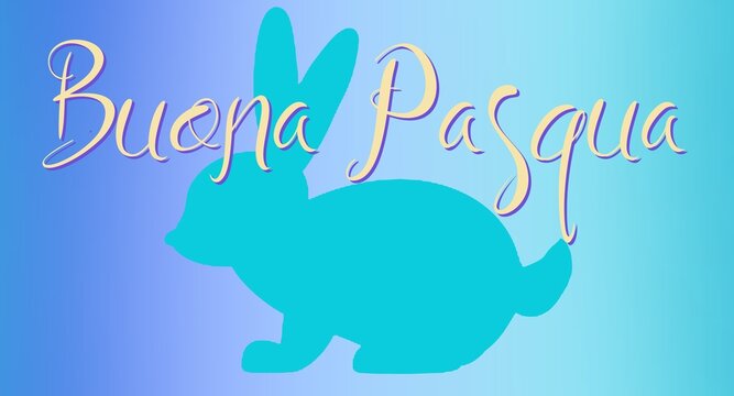 Buona Pasqua - Happy Easter written in Italian - yellow color - color splash background - picture, poster, placard, banner, postcard, card.  png Italy	