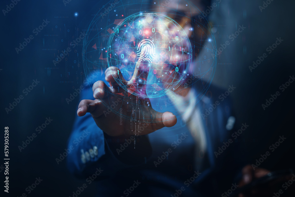 Poster high technology security protection concept. two-step verification, login, encrypted account identit