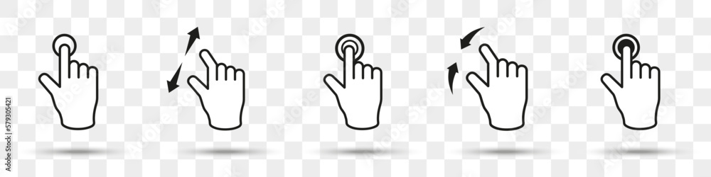 Aufkleber set of hands touch gesture icons with shadow