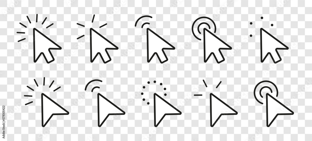 Aufkleber Set of mouse arrow cursor. Digital mouse pointer