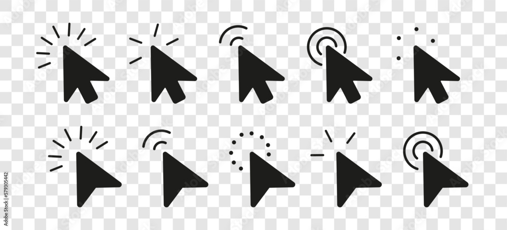 Poster Set of mouse arrow cursor. Digital mouse pointer