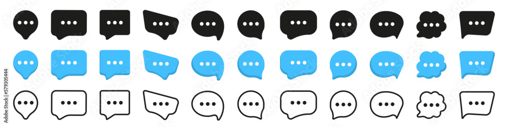 Poster Chat comment in speech bubble collection. Message comment icons