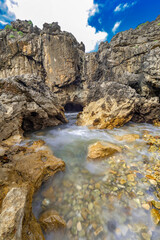 Fototapeta na wymiar Natural Monument Complejo de Cobijeru, Beach of Cobijeru, Beach of Las Acacias, Llanes, Asturias, Spain, Europe