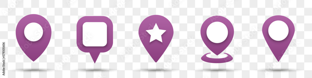 Aufkleber Location pin gradient icons collection. Set of map pointer with shadow