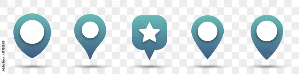 Aufkleber Location pin gradient icons collection. Set of map pointer with shadow