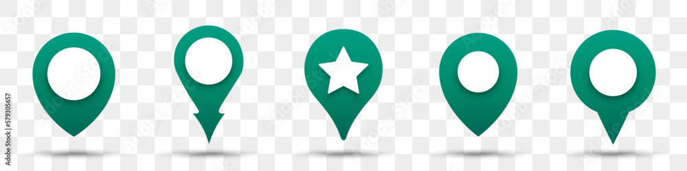 Poster Location pin gradient icons collection. Set of map pointer with shadow