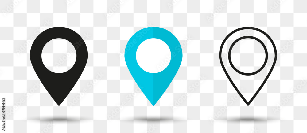 Aufkleber Position pin map pointer icon in different style with shadow