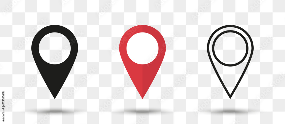 Aufkleber Position pin map pointer icon in different style with shadow