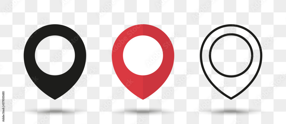 Aufkleber Position pin map pointer icon in different style with shadow