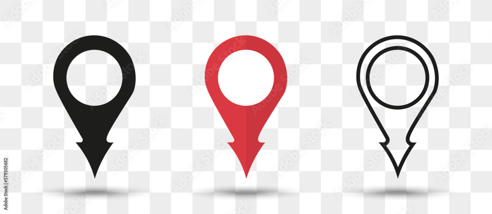 Aufkleber Position pin map pointer icon in different style with shadow