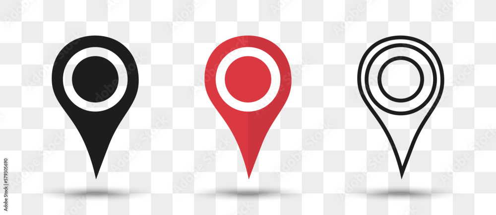 Aufkleber Position pin map pointer icon in different style with shadow
