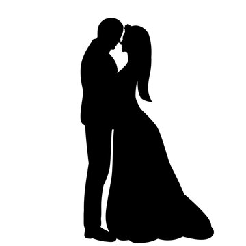 bride and groom silhouette isolated