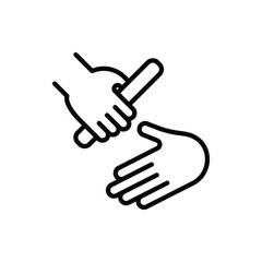 Race relay thin line icon. Symbol of teamwork, trust, cooperation, partnership. Modern vector illustration.