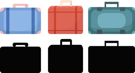 set of suitcases in flat style isolated, vector