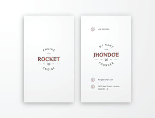 clean design elegant vertical business card editable template in white background with gold red accent