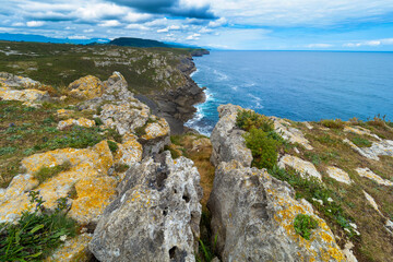 Fototapeta na wymiar Coastline View, Oyambre Natural Park, Cantabrian Sea, Cantabria, Spain, Europe