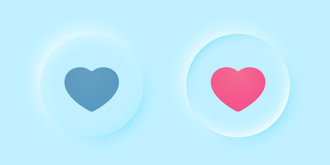 Hearts buttons, like icon in neumorphism style illustration