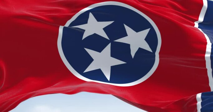 Seamless loop in slow motion of the Tennessee State flag waving