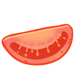 Tomato cut one piece cartoon illustration with cute color 