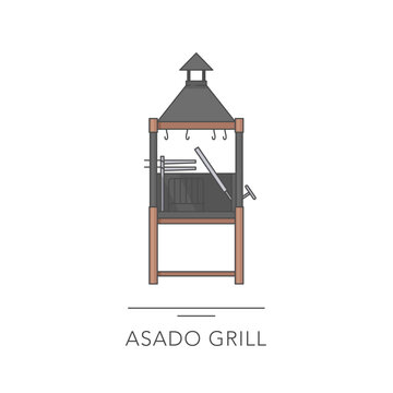 Asado grill outline colorful icon. Vector illustration
