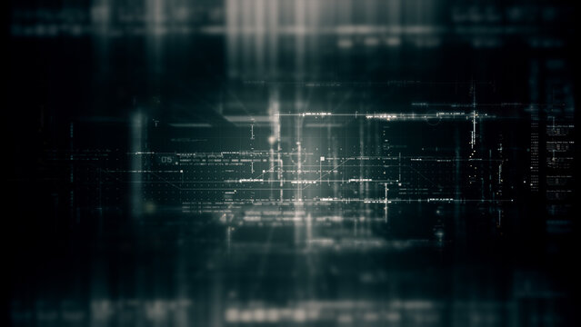 Advanced motion abstract digital generated matrix cyber environment big data analytic artificial intelligent simulation, head up display background