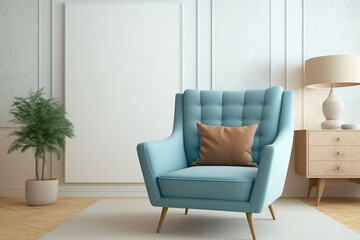 Fototapeta premium Modern living room interior with sofa mockup. Generative AI.