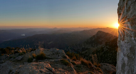 Sunrise at the top of Banderillas (1993 m.) In the natural park of the Sierras de Cazorla, Segura y Las Villas, the largest protected area in Spain. Located in the province of Jaen, Andalusia, Spain