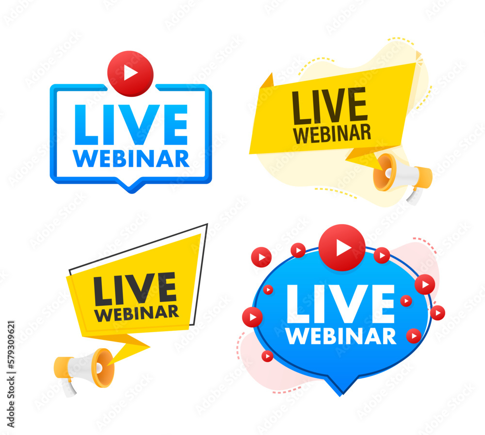 Canvas Prints Live webinar button, icon, stamp, logo. Label isolated on white background