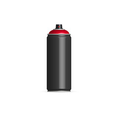 Spray can with paint, 3D vector illustration, front view.