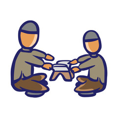 Islamic color doodle 3d, suitable for Ramadan or Eid mubarak event Various types of hand-drawn elements in colors.