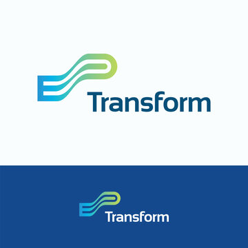 Transform logo. E D  transformation loop logo template. Electric digital energy sign.