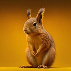 Obraz premium Squirrel on an orange background. Generative AI. 